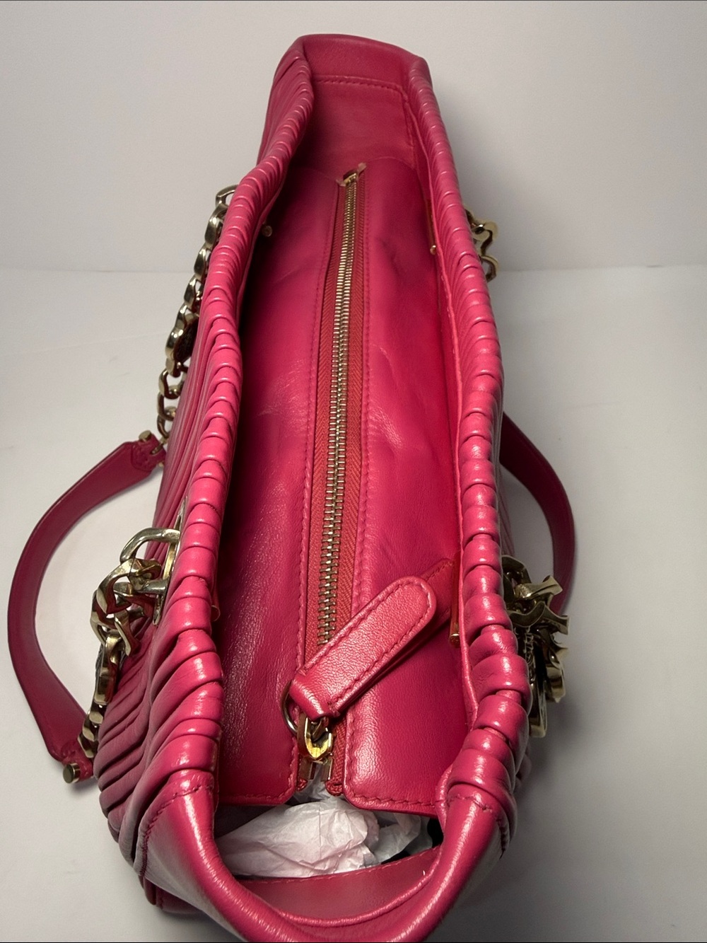 BVLGARI Monte Plissé Tote Bag – Pink Pleated Nappa Leather - Picture 9 of 13